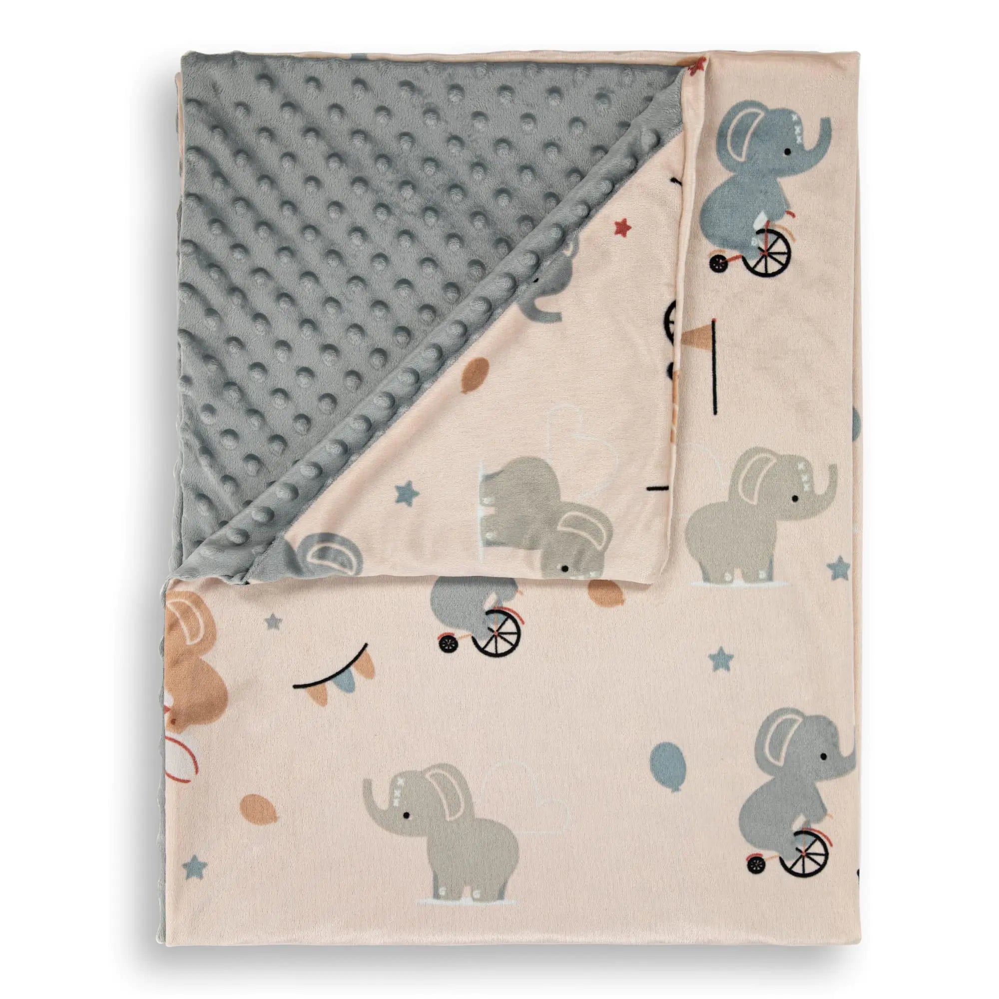 Lil Snuggers Soft Plush Hooded Baby Blankets for Boys and Girls with Double Layer Dotted Backing- Minky Unisex Hooded Toddler Blanket for NurseryStrollerCrib- 31”x40.5” (Skin Elephant)